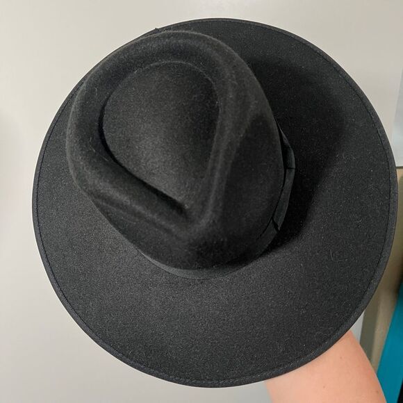 Felt Black Wide Brim Hat Boutique Witchy Aesthetic - Picture 2 of 6
